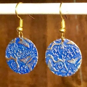 Butterfly & Flower Blue Dangles